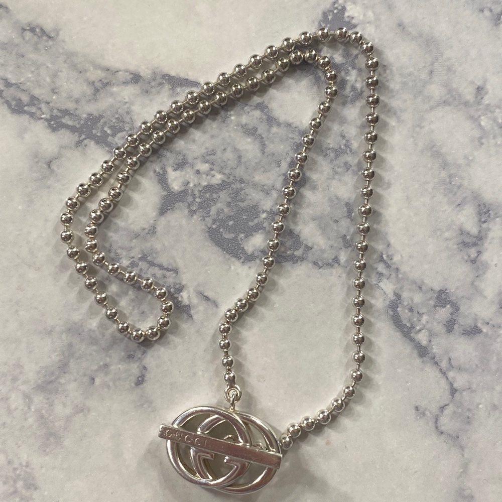 AUTHENTIC GUCCI BRIT TOGGLE NECKLACE 925 SS - Picture 4 of 4